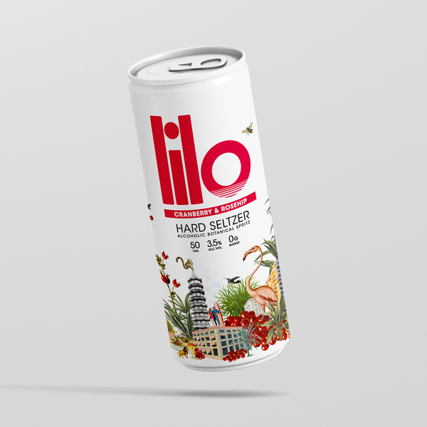 Lilo Cranberry & Rosehip Hard Seltzer - Just 50 Calories, Zero Sugar, Gluten Free and 3.5% ABV